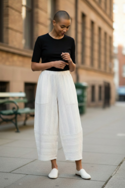 Shima-Moyou Flared Pants Cream
